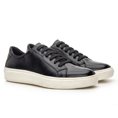 Casual Leather Trainer with Black Laces