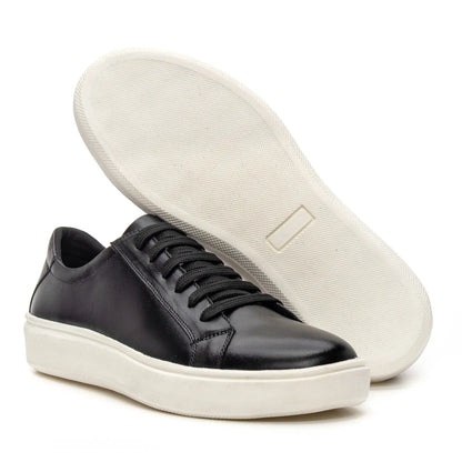 Casual Leather Trainer with Black Laces